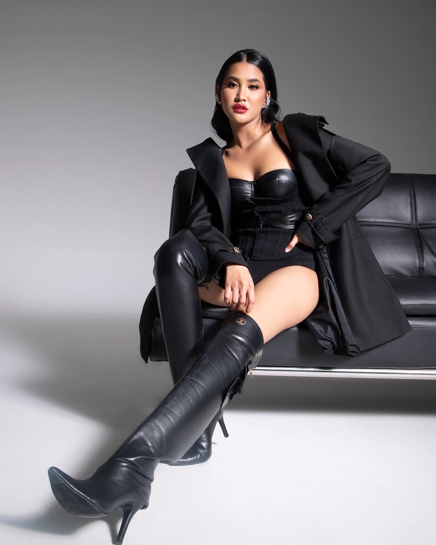 Fashion photo shoot of a model in black
